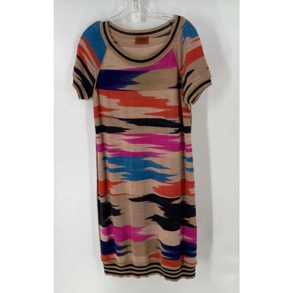 Missoni Italy Short Sleeve Round Neck Lightly Sheer Sweater Dress Sz. 48 - Picture 2 of 9